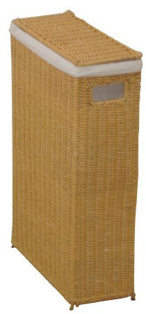 iovivo Raumspar Wäschekorb aus Rattan handgeflochten beige lackiert