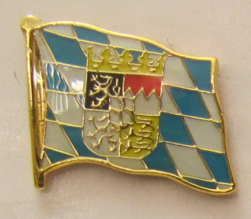 Buddel-Bini Versand Pin Anstecker Flagge Fahne Bayern mit Löwen Wappen Raute Landesflagge Flaggenpin Badge Button Flaggen Clip Anstecknadel