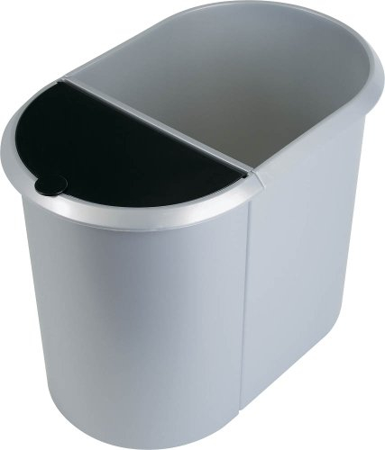 helit Duo-System Papierkorb silber/schwarz 20,0 + 9,0 l