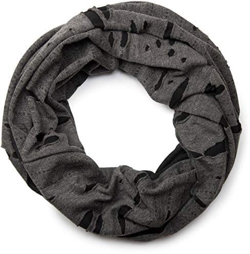 styleBREAKER Loop Schal im Destroyed Vintage used Look mit Rissen, Schlauchschal, Tuch, Unisex 01018078, Farbe:Dunkelgrau, Größe:Breit