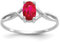 Ring aus 14 Karat Weißgold, polierter Rubin, Größe N 1/20, Schmuck für Damen, Weißgold, Rubin