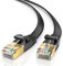 CAT7 Ethernet Cable 25 Feet Flat - RJ45 Gold-plated Connectors. 550 MHz, For Computers Network Components Black By Maximm