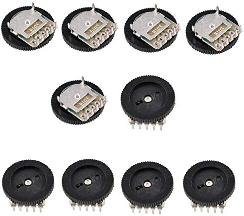 Oiyagai 10 Stück B103 10K Ohm Doppel-Potentiometer, 16x2 mm Drehregler, 5 + 2 Pin, Taper Wheel Typ für Audio, Verstärker, Lautstärkeregelung, DIY Elektronikprojekte