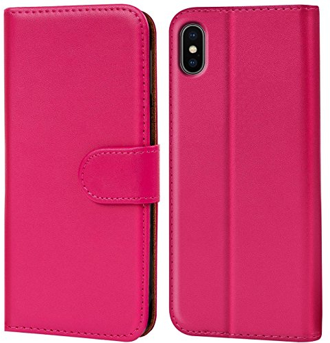 Verco iPhone XS Max Hülle, Handyhülle für Apple iPhone XS Max Tasche PU Leder Flip Case Brieftasche - Pink