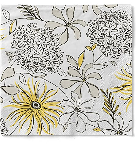 Mank GmbH Servietten aus Tissue 33 cm x 33 cm 1/4 Falz Kaffee Serviette hochwertige Einmal Serviette 100 Stück Hilde (Gelb-Schwarz)