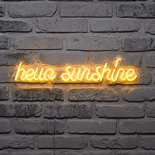 Lights4fun hello sunshine LED Neon Schild strombetrieben Neon Sign Neon Licht Neon Light Neon Schriftzug LED Schriftzug Wand Neon Party Deko