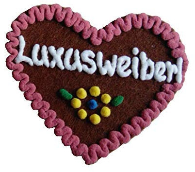 Anstecker Filzherz Luxusweiberl Heimatfest Dirndl Accessoires mit Namen - Namensschild Herz personalisiert Button Brosche Ansteckbutton Wunschbeschriftung