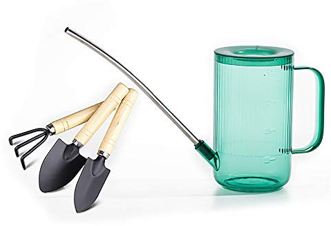 Jia Hu 1 regadera para jardinería, regadera de boca larga, maceta de riego para interiores