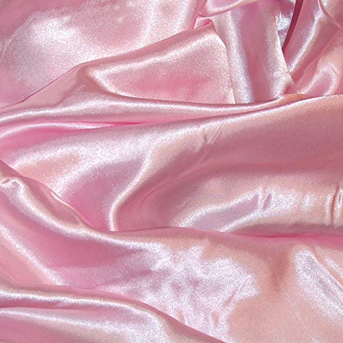 Tissu satiné soyeux rose pâle au mètre en polyester 150 cm de large