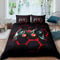 Gamer Duvet Cover Set Boys Teens Video Game Gaming Bedding Set Geometric Honeycomb Hexagon Comforter Cover Console Game Controller Quilt Cover Room Decor 3Pcs Double Size,Black,Red