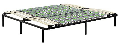 i-flair Metallbett Tellerlattenrost 140x200 cm auf Füßen, Gästebett Ergo IF56 mit Tellerfedern und Stauraum - für alle Matratzen und Betten geeignet