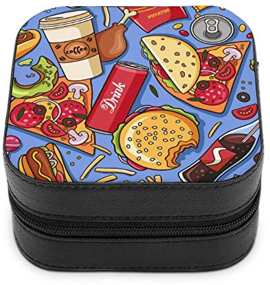 Reise-Schmucketui Bunte Fast Food Pizza Hotdog Schmuckaufbewahrungsbox Für Mädchen Damen