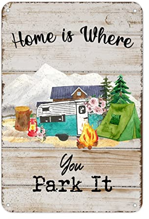 Sweet Camper Metallschild Home Is Where You Park It Schilder Camper Dekor Sommer Urlaub Vintage Wandkunst Ruhestand Dekor für Schlafzimmer Café Bar Büro Garage Geschenke für Besitzer 30,5 x 20,3 cm