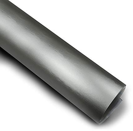 8,85€/m² Matt Chrom Metallic Gebürstet Auto Folie Blasenfrei mit Luftkanäle Car Wrapping (Grau, 2m x 152cm)
