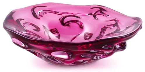 Casa Padrino Luxus Glasschale Rosa Ø 27,5 x H. 7 cm - Mundgeblasene Deko Glas Obstschale - Glas Deko Accessoirs - Luxus Kollektion