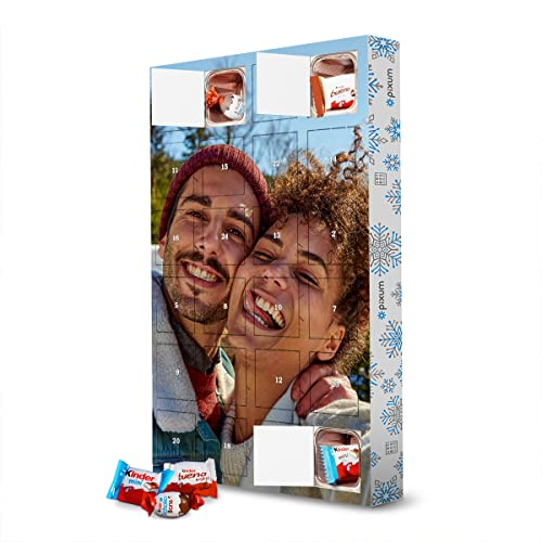 Pixum Adventskalender mit Produkten von kinder® mit eigenem Foto - personalisierbares Geschenk - Dein Bild als Adventskalender - Schokoadventskalender selbst gestalten