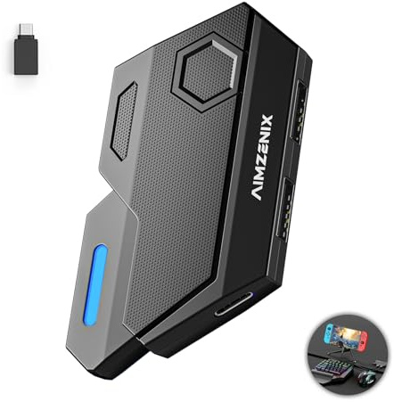 Keyboard and Mouse Adapter for Nintendo Switch/Xbox One/Xbox Series/PS4/PS3, AIMZENIX Game Controller Emulator Adapter, Games Consoles for FPS, TPS and RTS [2023 Upgrade Version]