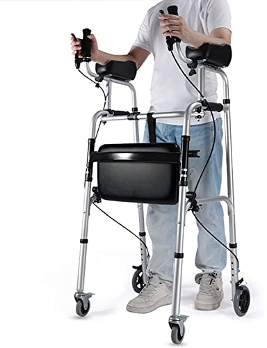 TongNS1 Mobility Walker Heavy Duty Rollator Walker mit Sitz und Unterarmstütze Faltbarer, mobiler aufrechter Walker mit Bremsen und Rädern für Senioren mit Behinderungen und große Menschen
