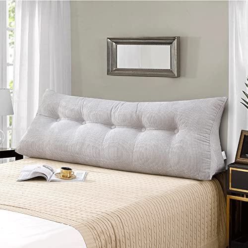 Rückenkissen für Sofa Bett Lesekissen Rückenkissen Lang Rückenlehne Kissen mit Waschbar Bezug Kord Großes Wandkissen Lendenkissen für Bett Kopfteil Sofa Couch (Grau, 120x50x20cm)
