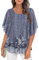 Syphiby Tunic Tops for Women, Fashion Chiffon Blouses Summer Casual Crew Neck Ruffle 3/4 Sleeve Tops Flowy Loose Flutter Flattering Tops Shirts,Grey-Large