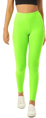 sissycos Damen 80er Neon Leggings Pants, Butterweich dehnbar bequem Basic Solid Hosen(Neon Grün,XXL)