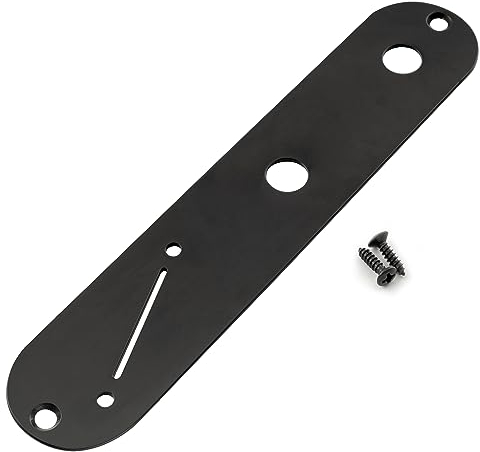 Musiclily Pro 32mm Steel Control Plate with Narrow Pots Hole Spacing and Angled Switch Slot for Tele Style Electric Guitar, Black