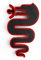 Logo per Griglia alfa romeo Giulietta, Serpente Biscione Drago Esterno per griglia Frontale Design Stemma Tuning Accessori Alfa romeo Giulietta restyling 2016 (Nero-Rosso) 'Griglia non inclusa'