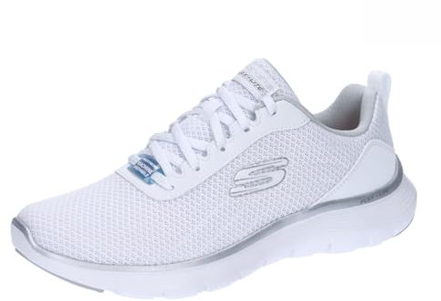Skechers Damen Uptake Flex Appeal 5.0, White Mesh Silver Trim, 42 EU