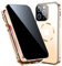 TOPF&B Magnetic Case for iPhone 14 Pro Privacy Cover,360 Degree Full Cover Built-in Privacy Screen Protector and Camera Protector[Compatible MagSafe],Metal Bumper Case for iPhone 14 Pro,Gold