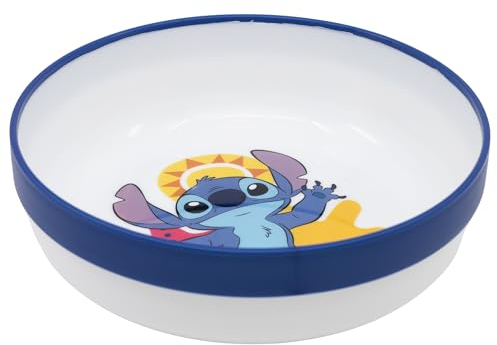 Bol pour enfant réutilisable bicolore avec base antidérapante Stitch, Bleu