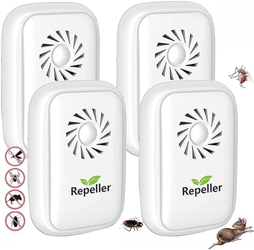 AILEDA Répulsif Ultrason Anti Moustiqueé,Ultrason Souris,Répulsif Ultrason Souris Version pour moustiques, Souris, Fourmis, Mouches, araignées, cafards-Professionnel et Efficace (4 Paquets)