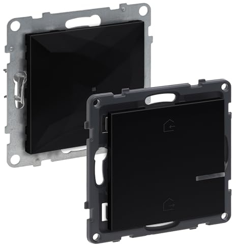 LEGRAND, SEANO with Netatmo Unterputz-Gateway, Funk-Gateway, Master-Switch „Kommen/Gehen“, LED-Batteriestatus, 3 V-Batterie (8 Jahre Lebensdauer), Wandsender, Smart Home-Set, Farbe: Schwarz, 765830