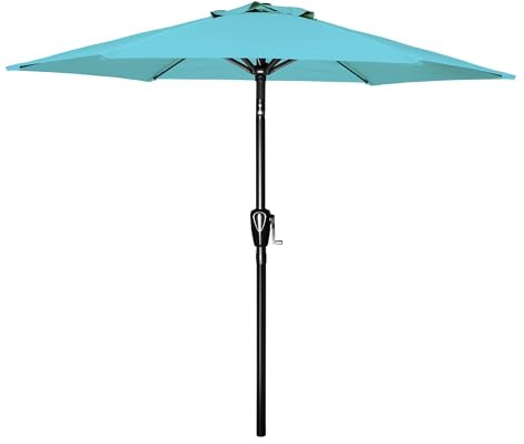Simple Deluxe 2.28M Patio Umbrella Outdoor Table Market Yard Umbrella with Push Button Tilt/Crank, 6 Sturdy Ribs for Garden, Deck, Backyard, Pool