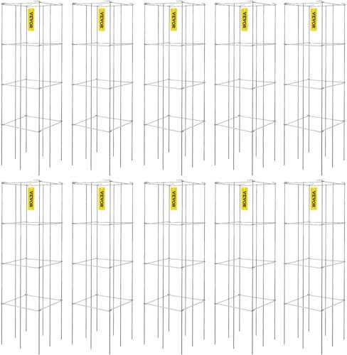 VEVOR Cages à tomates 30x30x117 cm support pour plantes de jardin 10PCS, cages carrées pour plantes robustes, tours à tomates acier enduit de PVC argent pour légumes grimpants, plantes, fleurs, fruits