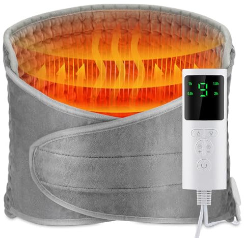 Termoforo Elettrico per la Schiena, 12'' x 50'' Riscaldante Lombare per La Schiena, La Vita, La Pancia e Le Gambe, Riscaldamento Rapido, Protezione Contro il Surriscaldamento, Lavabile