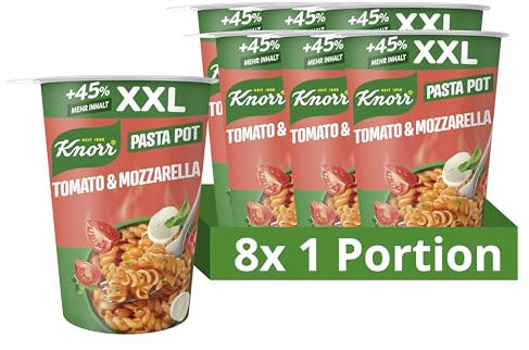 Knorr Pasta Pot Tomato & Mozzarella XXL leckerer Pasta Snack fertig in nur 5 Minuten 8x 93 g