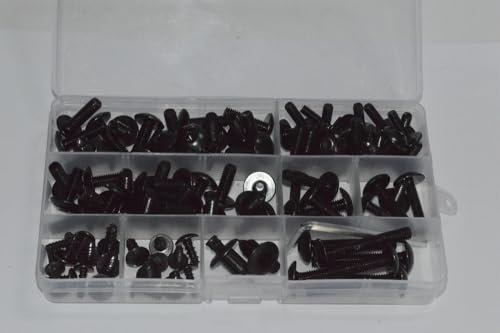 HutaoMoto Kit complet de vis de carénage de moto pour Z750S - Vis de carrosserie en aluminium - Clips de quincaillerie - Noir et argenté
