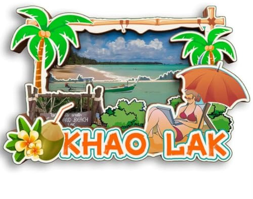 Khao Lak Thailand Holz-Kühlschrankmagnet, 3D-Kühlschrankmagnet, Stadt, Reise, Souvenir, niedliche Kühlschrank-Aufkleber, Heimdekoration, Küchendekoration