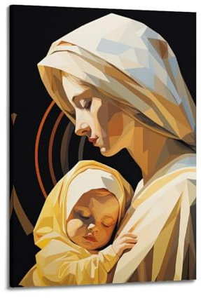 ZXJYMX Christliches Poster Madonna mit Kind, dekoratives Gemälde, Leinwand, Wandposter und Kunstdruck, moderne Familienschlafzimmer-Dekoration, Poster, 20 x 30 cm