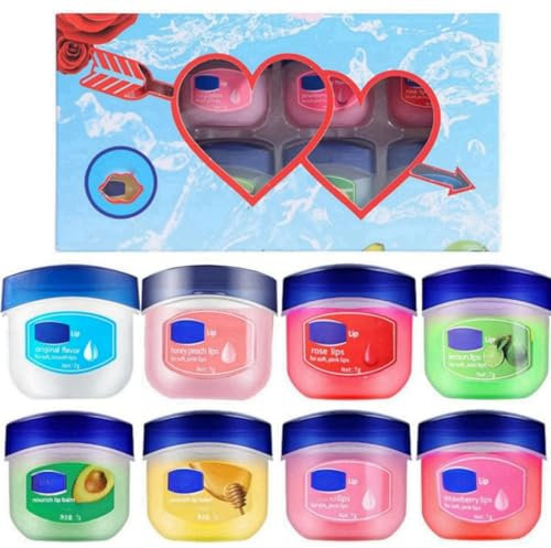8PCS Lip Balm Set - Moisturizing Repair Mask for Day & Night Care, Reduces Lines & Wrinkles, Brightens Dark Color, For Very Dry Lips
