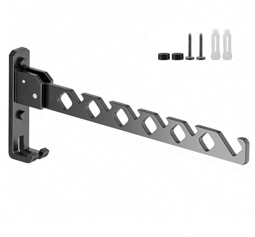 Ksvaye Perchero plegable de pared, perchero de pared plegable, ganchos plegables de pared 180 grados para lavandería, baño (34 cm, negro)