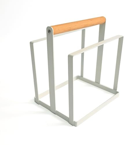 LIN HOME Soporte para Table de Cortar y Bandejas - Estante Almacenamiento para Guardar Bandeja de Horno, Sartenes, Platos - Organizador de Cocina - Blanco