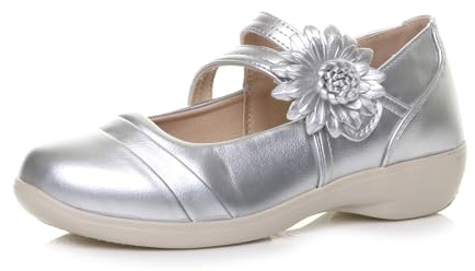 AJVANI Womens Ladies Wide fit Flat Grip Sole Padded Mary Jane Hook & Loop Comfort Shoes Size