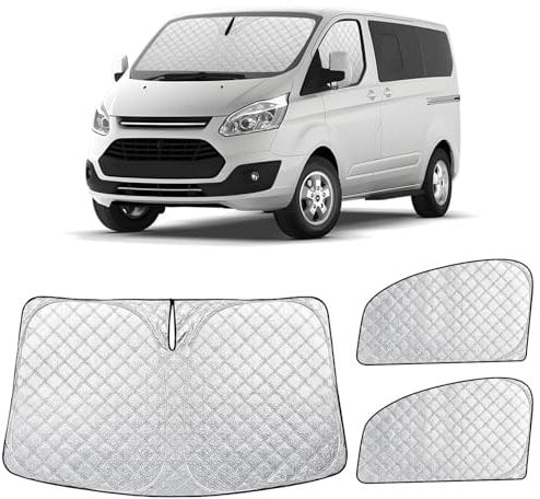 ZATOOTO Frontscheibe Sonnenschutz für Ford Transit Custom, Windschutzscheibe Sonnenschutz Innen Faltbar, Thermomatten Magnetisch, Verdickte, blockiert 99% UV-Strahlen, 3er Set