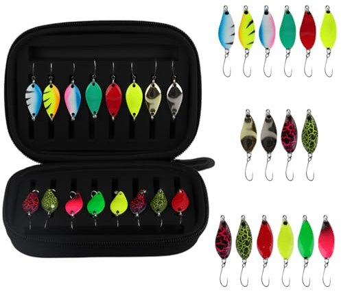 Yanghad Cuillere Peche Truite, 16 Pièces Leurre Truite, Leurre Brochet, Leurres de Pêche Cuillers, Appâts à Truite, Accessoires de Pêche, 2,5g/3,5g/5g, pour Brochet, Sandre, Perche et Truite