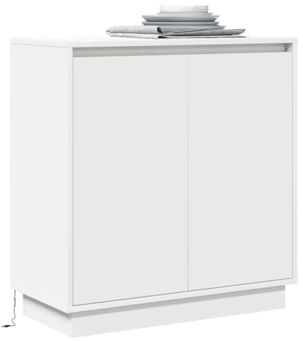 vidaXL LED-Sideboard Weiß 71 x 34,5 x 75 cm Holzwerkstoff | Genug Platz, um deine Sachen unterzubringen, Glatte und glänzende Oberfläche macht dein Zuhause schöner,