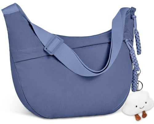 Aucuu Crossbody Bag Damen Umhängetasche, Halbmond Crossbody Bag, Tasche Casual Schultertasche, Hobo Halfmoon Bag mit Verstellbarer Schultergurt, Bauchtasche Damen für Arbeit Reisen Alltag