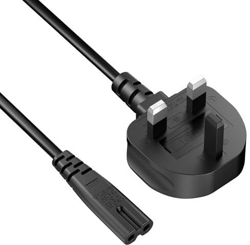 1.8M UK Figure 8 Power Lead BS1363 to IEC227 C7 2 PIN for TV,Printer,Monitor,Led,Camera Laptop Charger,Kettle Lead Power Cable for PS,Xbox,Samsung,Lg,Philips,Toshiba,Sony,Panasonic,Jvc,Canon,HP (1.8M)