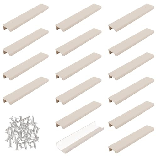 MOROBOR 16 Piezas Tirador de Borde de Dedo en Gris Cachemira, Tiradores Ocultos Instantáneos Autoadhesivos, Tiradores de Cajón de Aleación de Aluminio Modernos para Puerta de Cocina Hogar / 150mm