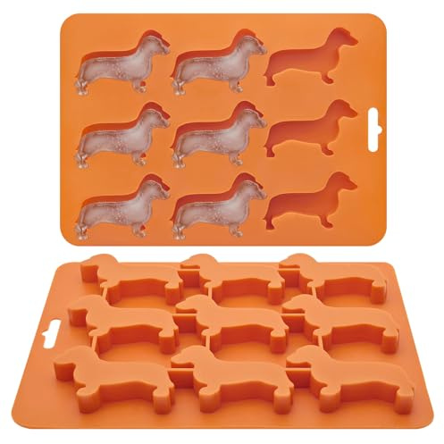 Dackel Silikonform 9-fach, Dachshund Motivform für Eiswürfel, Schokolade | Silikon, Backen Ausstechform, Flexible, für Ofen, Gefrierfach, für Kuchen, Pudding, Pralinen, Gelee, Seife, DIY Kerzen